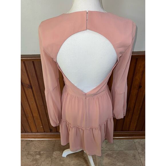 NWT Womens Dress The Population Paola Blush Tiered Blouson-Sleeve‎ Dress Size S - Picture 6 of 11